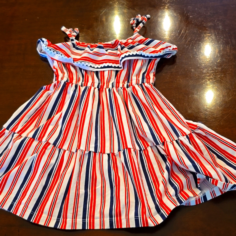 Janie and jack blue, red and white, striped dress